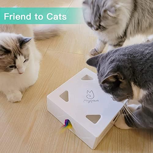 Migipaws Cat Toys, Interactive Automatic 7 Holes Mice Whack-A-Mole, Ultra Fun Smart Teaser Toy for Indoor Cats, USB Rechargeable, 4 Pieces Feather Refills… Whack-a-Mole Cat Toy