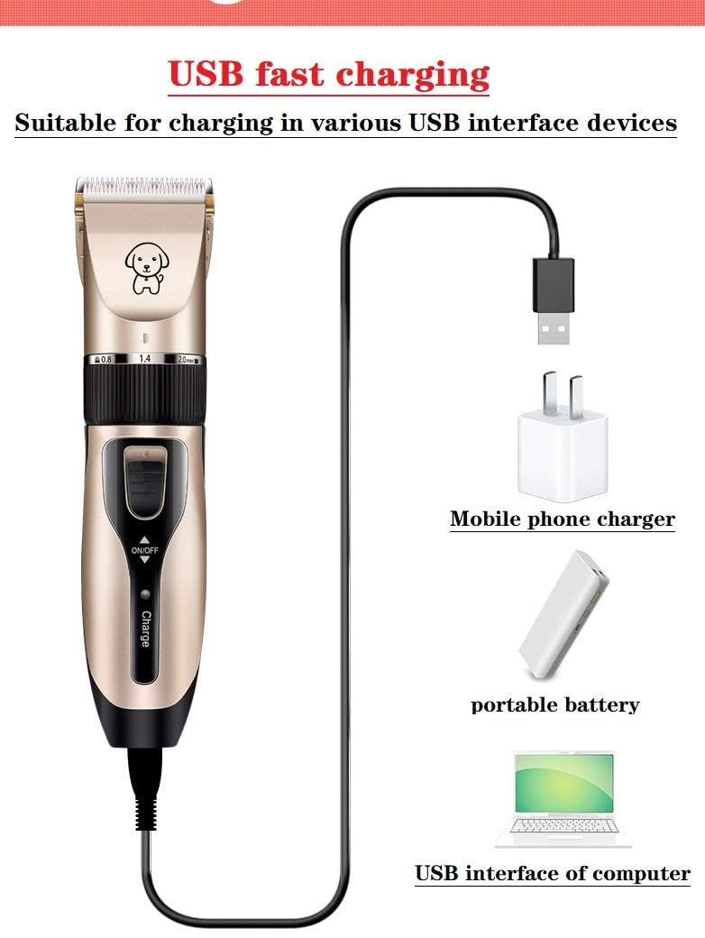 Dog Grooming Kit Pet Shaver Clippers Low Noise Rechargeable Cordless Electric Quiet Hair Clippers Set for Dogs Cats Pet - PawsPlanet Australia