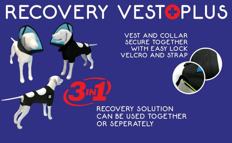 Recovery Vest Plus XSmall w Detachable Collar (XSmall) - PawsPlanet Australia