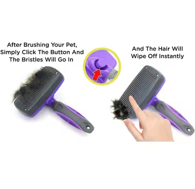 Self-Cleaning Dog & Cat Slicker Brush for Pets with Long Or Short Hair, Dog Brush for Shedding Short Hair, Cat & Dog Grooming Brush, Cat Comb, Dog Comb, Deshedding Dog Brush - Blue - PawsPlanet Australia