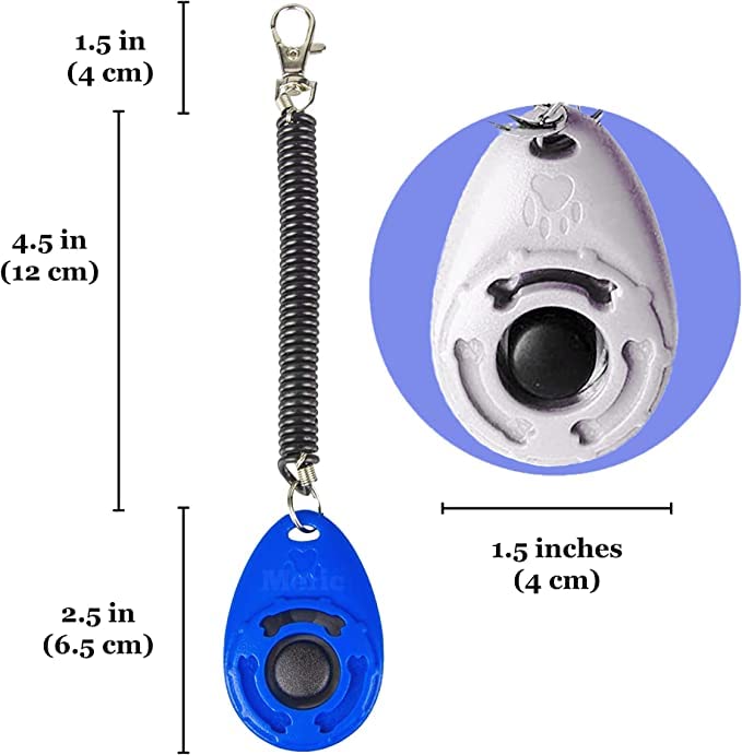 SunGrow Dog Training Clickers with Black Wrist Strap, Pet Parrot, Puppy, and Kitten Clickers Training Kit, Flat Drop-Shape Button, Blue and White, 2-Pack - PawsPlanet Australia
