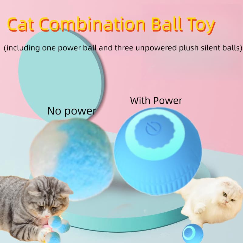 Interactive cat Toy Cute Puff Balls Fun Kitty Fuzzy Balls Small Cat Power Ball 2.0 cat Toys for Indoor Cats Interactive Soft Quiet Cat Toy Balls 4pcs (Blue) - PawsPlanet Australia