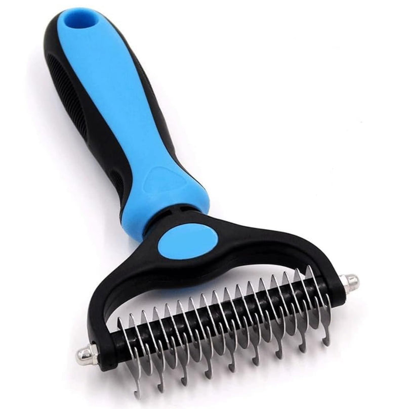 StarDib Pet Grooming Rake, Double-Sided Dematting Comb for Dogs & Cats, Undercoat Deshedding Tool with Comfort Handle, 3 Pack, Blue/Black - PawsPlanet Australia