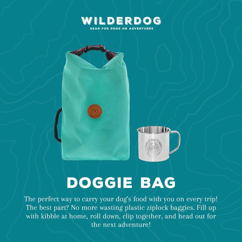 Wilderdog Doggie Bag - Water Resistant, Portable Kibble Carrier & Stainless Steel Mug - Pacific Blue - PawsPlanet Australia