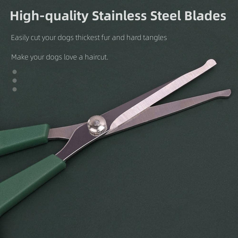 2 PCS Dog Grooming Scissors with Safety Round Tip Pet Grooming Scissors Kit Professional Hair Cutting Scissors Set Pets Grooming Tool for Dogs Cat (Green)