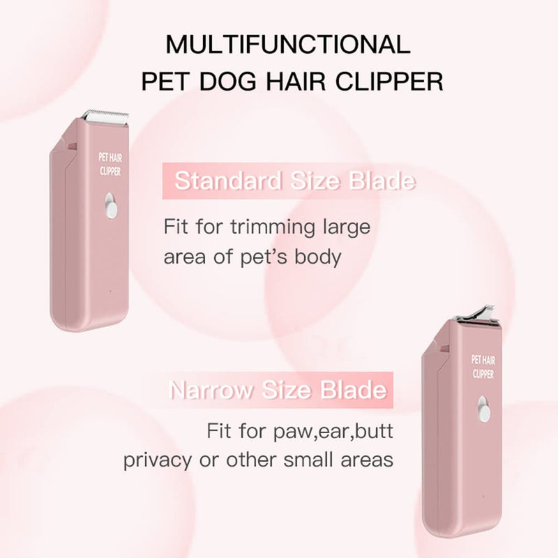 Feet Hair Trimmer, Dog Clippers,Quiet Washable USB Rechargeable Cordless Dog Grooming Kit,Electric Pets Hair Trimmers Shaver Shears for Dogs and Cats Pink Pink 2 Blades - PawsPlanet Australia