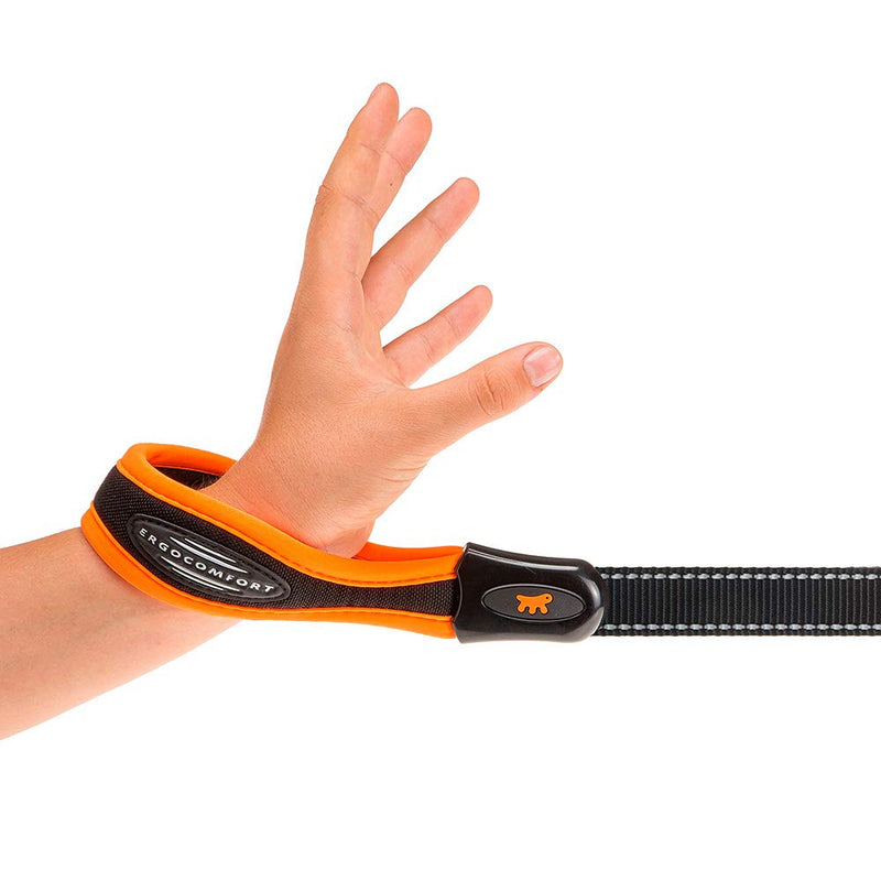 Ferplast ERGOFLUO G Dog Lead - MATIC Automatic Closure Technology - Soft Padding - Reflective & Anti-Abrasion - Extra-Resistant Seams - Italian Design - 120 x 2.5 cm, Orange 120 x 2,5 cm
