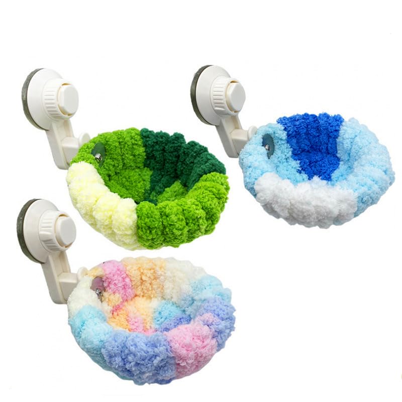 Portable Suction Cup Bird Perch Nest for Travel Car Window Glass, Warm Bird Sleeping hut Snuggle Bed for cage (Green Combo, L) Green Combo