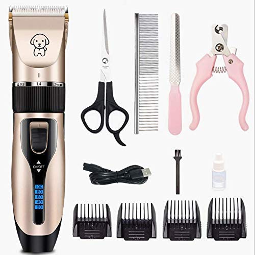 Professional USB Dog Clippers Low Noise Rechargeable Pet Trimmers Cordless Pet Grooming Kit Electric Pet Hair Clippers Dog Shavers with LED Display Nail Kits Replacement Blade - PawsPlanet Australia