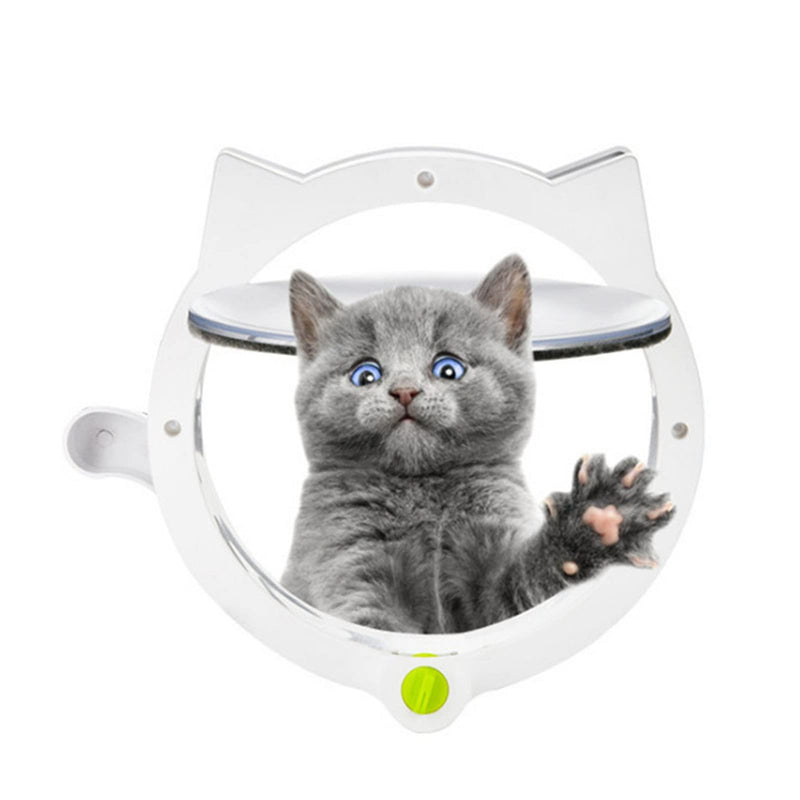 Cat Flap Door Magnetic, Cute Cat Door, 4 Locking Modes Plastic Automatic Cat Door for Interior Exterior Doors (White) White