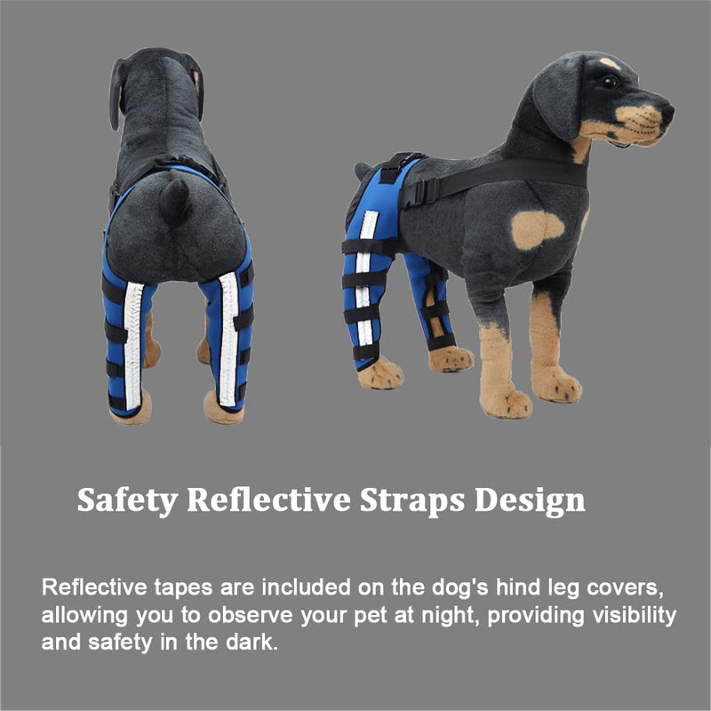 Dog Knee Brace Adjustable Dog Double Rear Leg Brace with Metal Hinged Flexible Support and Reflective Seat Belts Dog Acl Brace Hind Leg Blue (M) Medium - PawsPlanet Australia