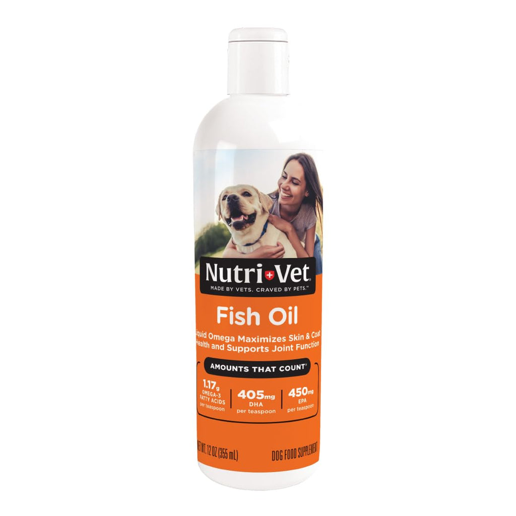 Nutri-Vet Fish Oil - Dog Skin & Coat Supplement - Omega 3 Fish Oil - Promotes Joint Health - 12oz - PawsPlanet Australia