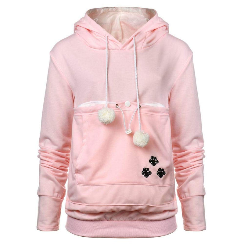 YYW Womens Pet Hoodies Pullover Sweatshirt Oversized Cat Hoodies Pet Holder Cat Dog Pouch Carriers (Gray,X-Large) X-Large Gray - PawsPlanet Australia