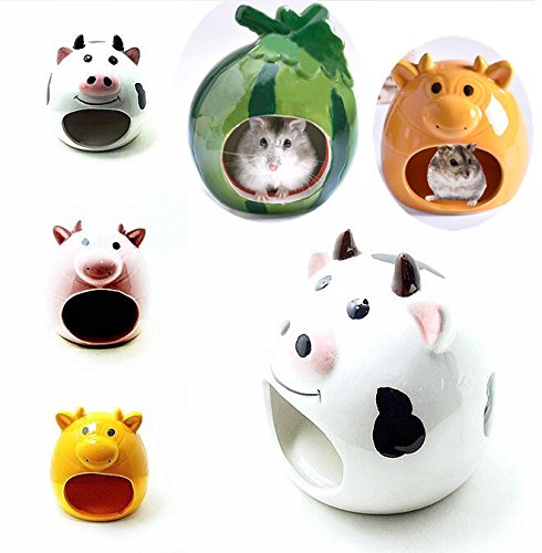 Small Animal Hideout Ceramic House Critter Bath House Cave Mini Hut Cage for Chinchilla Hamster WHITE