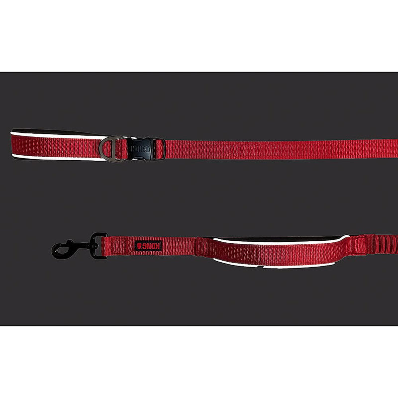 KONG Reflective Shock Absorbing Hands-Free Bungee Dog Leash 6' (Red) Red