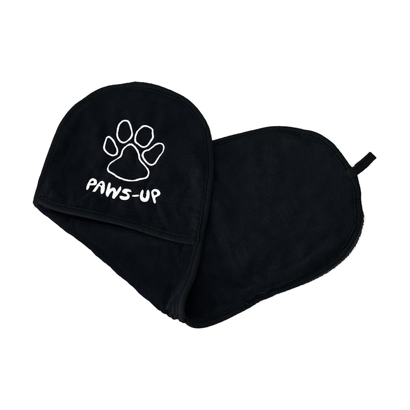 Paw Cleaning Towel for Dogs Dual Hand Pockets removes Dirt and Mud Absorbent Cotton Blend Also Great for Drying. Black