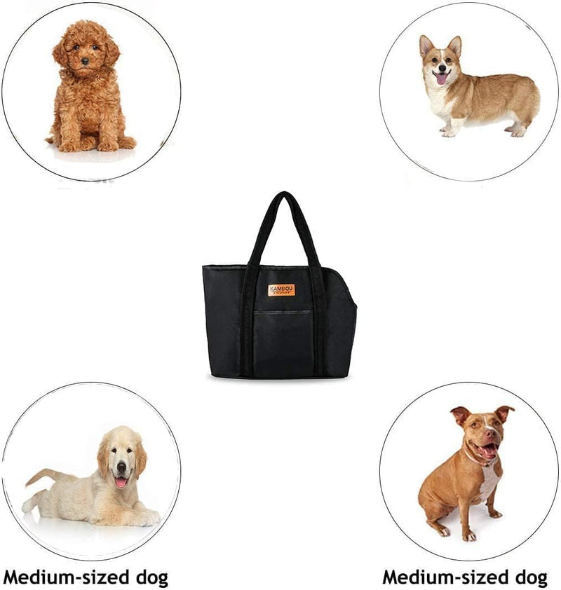 KAMEIOU Pet Dog Purse Carrier Tote Bag for Medium Dogs Travel Soft-Sided Purse Carriers with Safety Tether Buckle Stand Pedal Inside Pocket Portable Dogs Sling Tote Carrier Purses for Small Medium Dog Black - PawsPlanet Australia