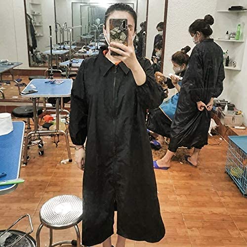 DHXYZZB Grooming Smock- Waterproof Grooming Workwear Barber Jackets for Women Men, Nylon Professional Pet Groomer Smock Apron Large Black - PawsPlanet Australia