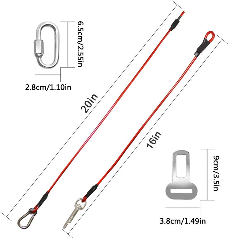 Sonku Dog Car Seat Belt Restraint, 2 Pcs Proof Steel Cable Safety Vehicle Belt Fit for Small,Medium,Large,and X-Large Dogs-Red - PawsPlanet Australia