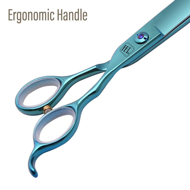 Dog Grooming Scissors: Blueish Green 7 inch Pet Straight Shears Made Of Japanese 440C Advanced Stainless Steel Professional Grooming Scissors for Dogs Cats and Other Pets 7.0 inch - PawsPlanet Australia