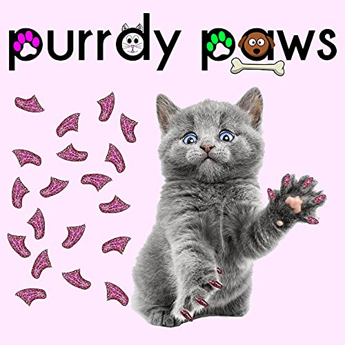 40 Pack Soft Nail Caps for Cat Claws Royal Pink Glitter Large - PawsPlanet Australia