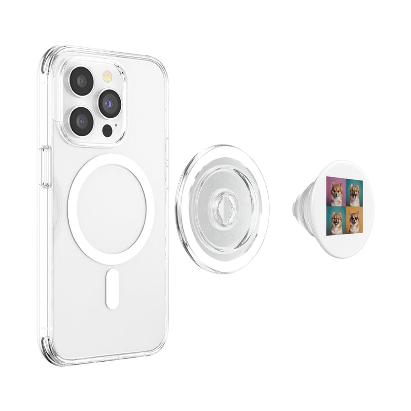 Pomeranian Pet Face Portrait Photobooth With Sunglasses PopSockets PopGrip for MagSafe Magnetic PopGrip - PawsPlanet Australia