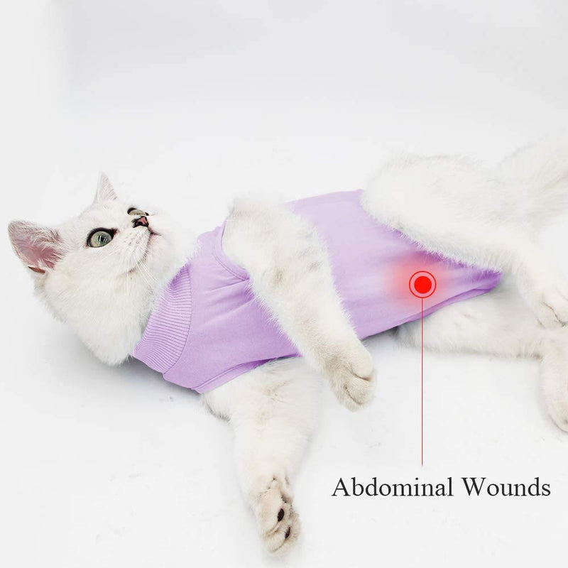 Cat Professional Recovery Suit for Abdominal Wounds and Skin Diseases, E-Collar Alternative for Cats and Dogs, After Surgey Wear Anti Licking, Recommended by Vets（Purple,M Medium (Pack of 1) Purple