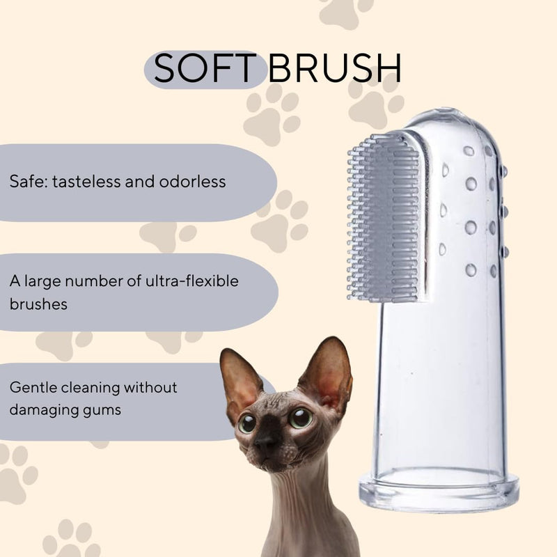 Cat Finger Silicone Toothbrush, Dog Tooth Brush with Food Grade Silicone, Keep pet's Mouth Clean and Reduce Gum Disease, Teeth & Gums Care for Dogs, Cats, and Pets (SoftGrey) Softgrey