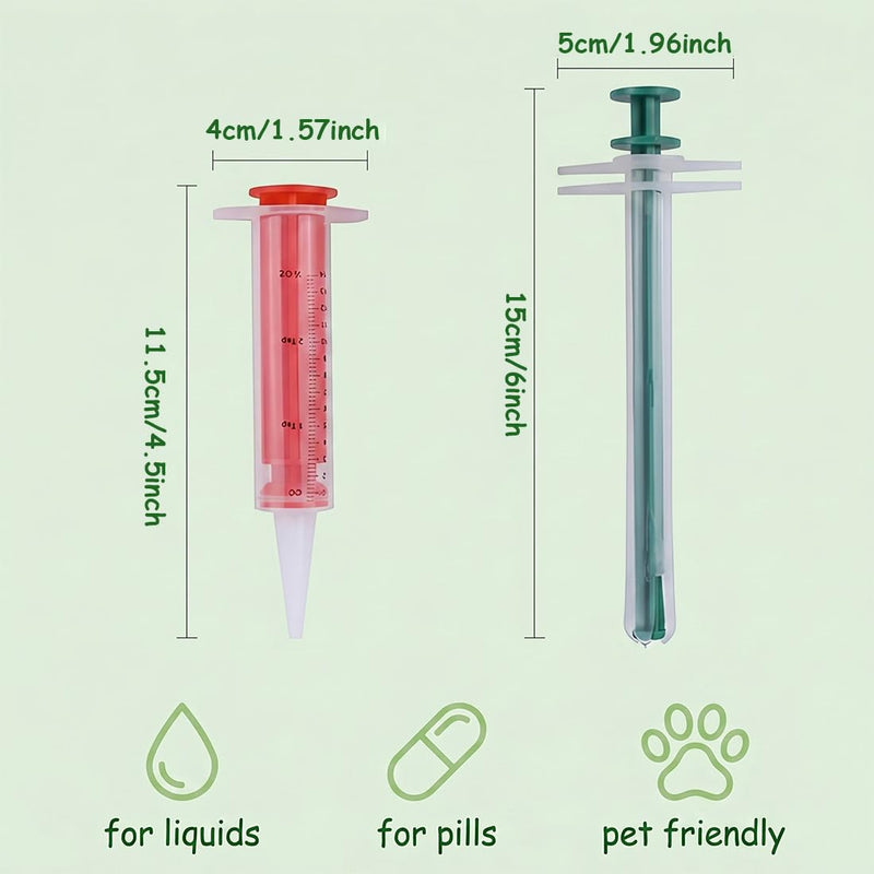 2-pack of tablet dispensers for cats, round handle medication dispenser, small and portable for pills and soft capsules, for pets, one-piece design
