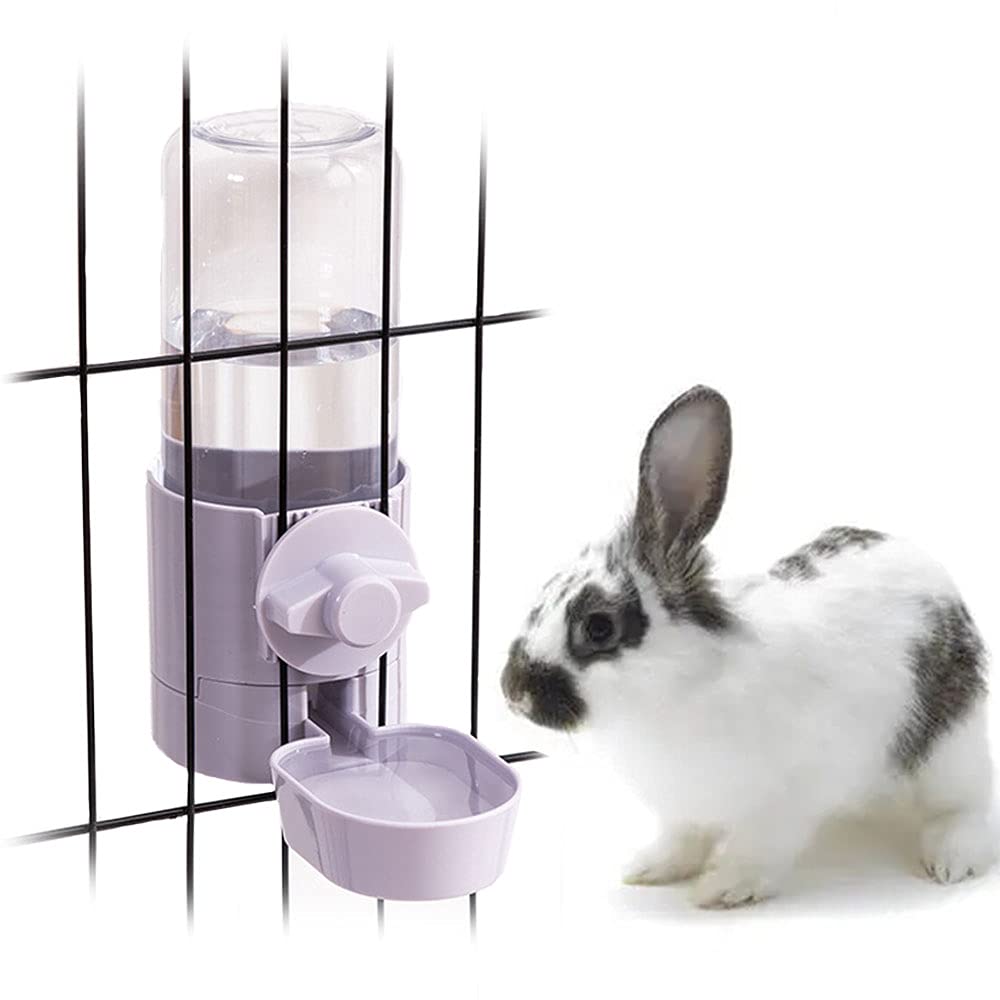 17oz Rabbit Water Bottle, Pet Cage Suspended Water Dispenser, Hanging Automatic Small Pet Water Bowl for Bunny Cat Ferret Purple