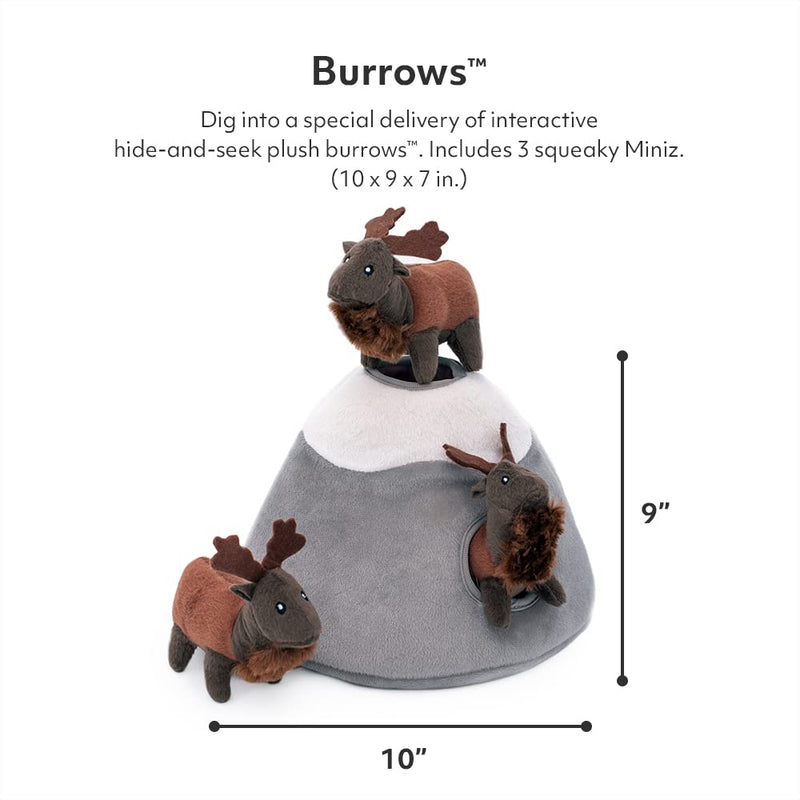 ZippyPaws Woodland Friends Burrow Interactive Dog Toys - Hide and Seek Dog Toys and Puppy Toys, Colorful Squeaky Dog Toys, and Plush Dog Puzzles, Elk Mountain - PawsPlanet Australia