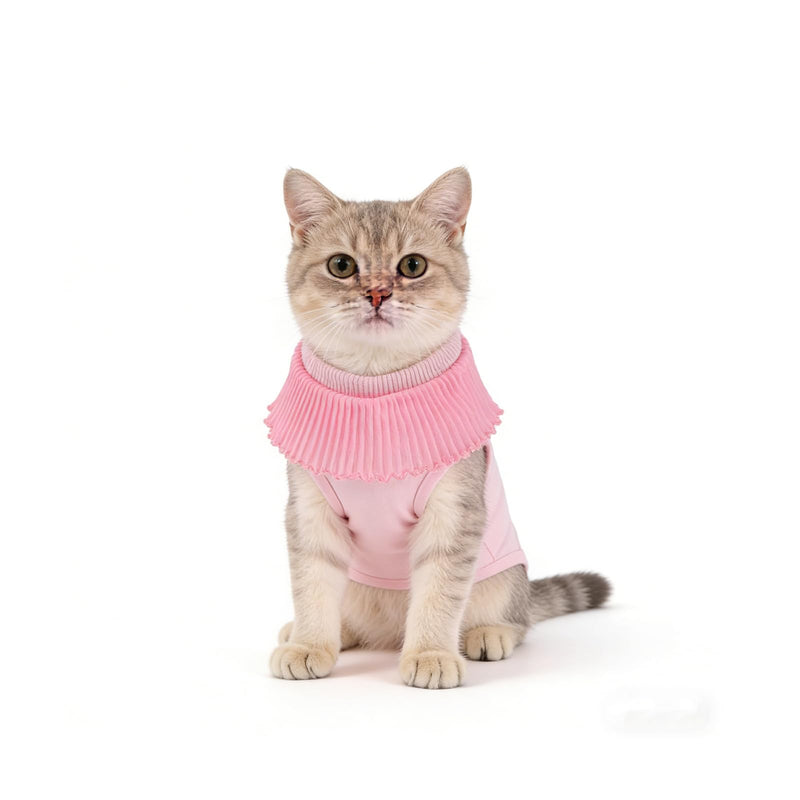 Sosoport Op Anzug für Katzen Rosa S – Elastischer Atmungsaktiver Genesungsanzug nach Kastration mit Leckschutz für Kätzchen Schutzkleidung bei Wunden und Hautproblemen