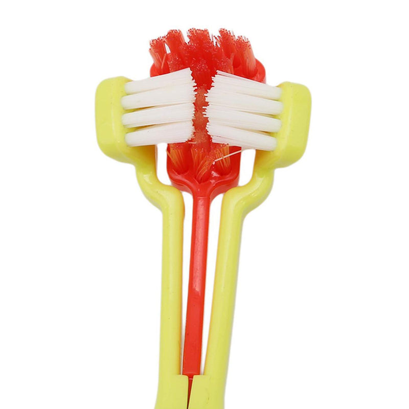 TIHOOD Three Sided Pet Toothbrush Dog Brush Addition Bad Breath Tartar Teeth Care Dog Cat Cleaning Mouth (Blue and Orange) Blue and Orange - PawsPlanet Australia
