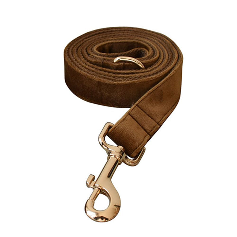 Velvet Dog Collar and Leash Set, Bright & Stylish Leash and Collar Set, Durable Pet Collars with Heavy Duty Quick Release Metal Buckle Adjustable for Samll Medium Large Dogs or Cats XLarge: Neck 14.6" - 23.6" Brown