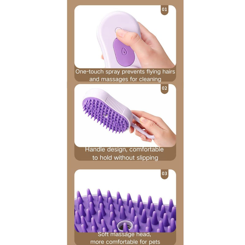 Cat Steam Brush, Cat Spray Comb, Pet Massage Shedding Brush, Rechargeable Silicone Steam Hair Brush, Multi-functional Cat And Dog Hair Brush,Cat Hair Steam Brush - PawsPlanet Australia