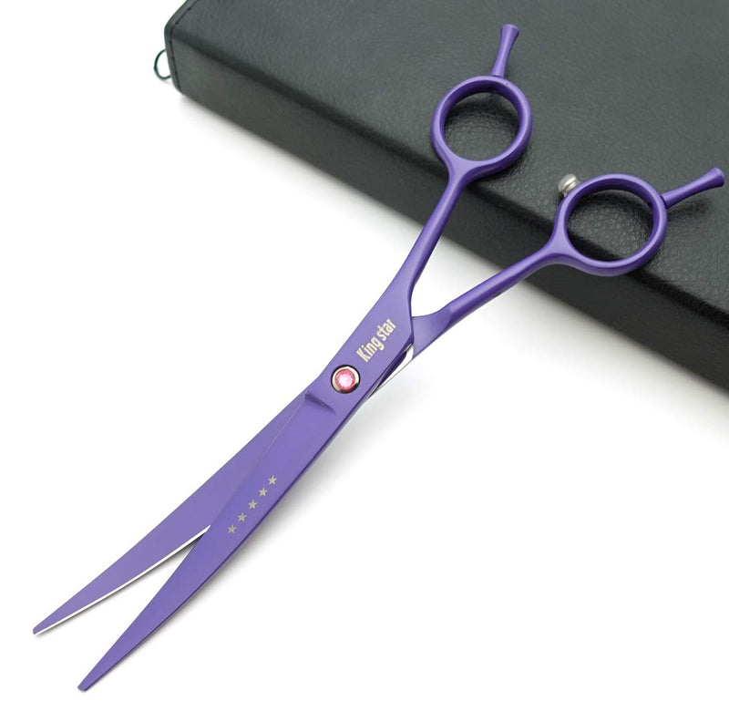 7.0in. Matt Purple Professional Pet Grooming Scissors Set,Straight & Thinning & Curved Scissors Set with Comb,case,A429 7 inches 7 Inches Purple Set