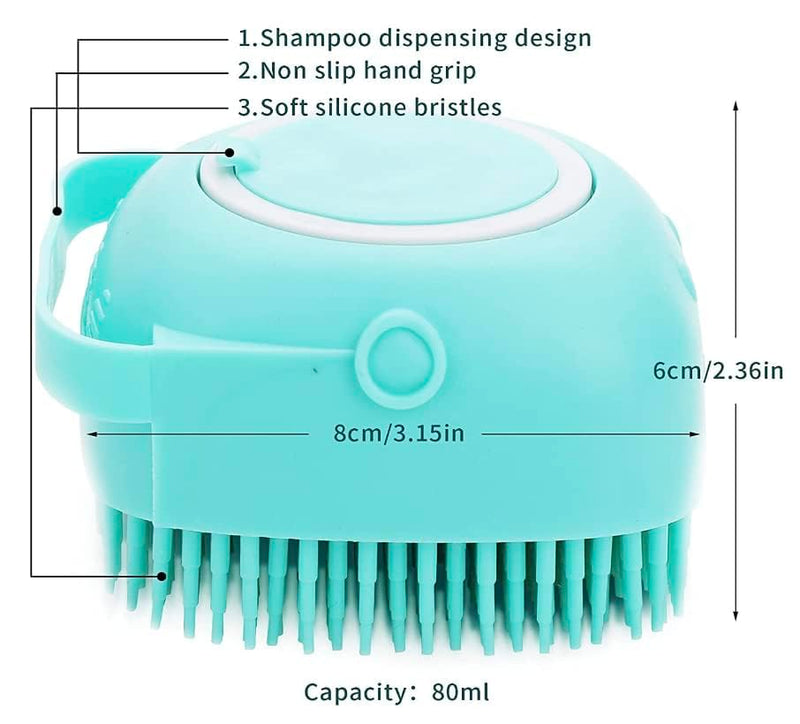 Pet Bath Massage Brush Puppy Dog Cat Grooming Soft soap Dispensing(Pink) Pink