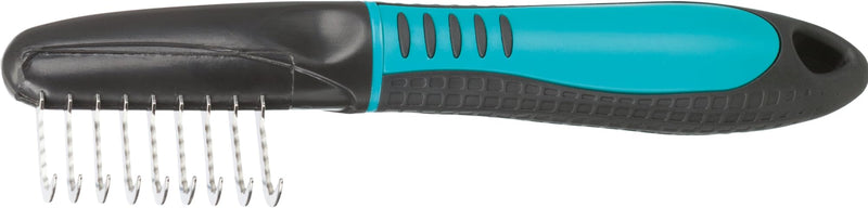 TRIXIE Pet Universal Grooming Rake for Cats and Dogs, Removes Mats and Tangles 7" (18cm) 2.8 x 6.3 in Turquoise/Black - PawsPlanet Australia