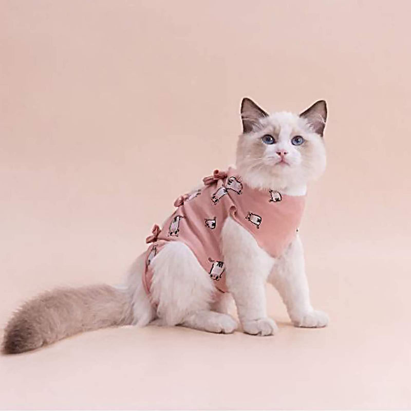 PUMYPOREITY Cat Recovery Suit After Surgery, Cat Onesie for Cats After Surgery, Cat Surgical Recovery Suit Female, Kitten Recovery Suit for Neutered/Abdominal Wound/Skin Damage/Weaning, XS, Pink