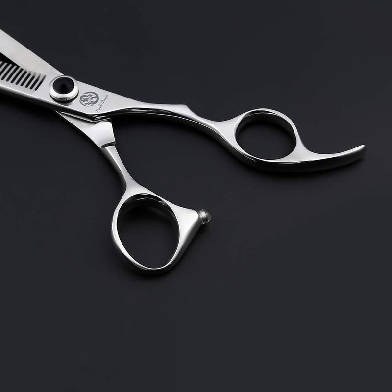 Purple Dragon Professional Pet Grooming Scissors - Dog Chunker Shears - Adult Animal Thinning/Blending Hair Trimmer for Pet Groomer or Family DIY (Silver) Silver - PawsPlanet Australia