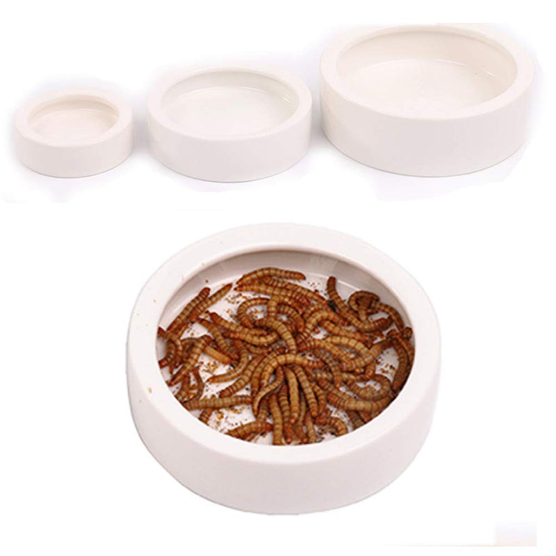 Reptile Food Water Bowl, 2 pcs Ceramics Worm Dish ,Anti-Escape Reptile Water Feeder ,Mealworm Bowl for Lizard Gecko Bearded Dragon, (S,M,L) (Large) Large - PawsPlanet Australia