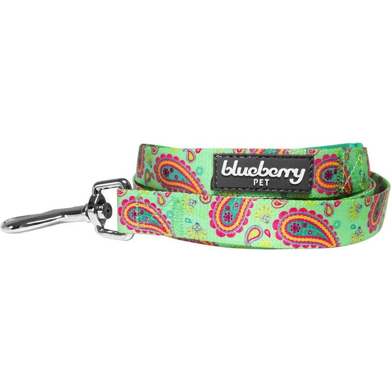 Blueberry Pet 5 Colors Paisley Flower Print Dog Leash with Soft & Comfortable Handle, 5 ft x 3/4", Emerald Green, Medium, Leashes for Dogs 5' * 3/4" (Pack of 1) - PawsPlanet Australia