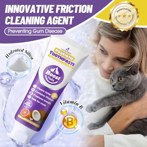 Dog Toothbrush – Newly Upgraded Dual-Head Design with 60° Wavy Bristles +Natural Coconut Oil Cat & Dog Toothpaste