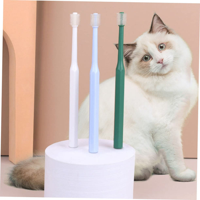 HANABASS 4-piece Pet Toothbrush Ergonomically Shaped Lightweight Plastic TPE Material Secure Grip for Cats and Dogs