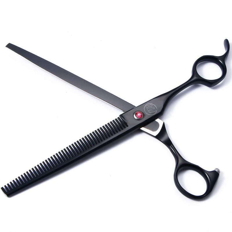 Professional Dog Grooming Scissors Set, 7 Inch/8 Inch Pet Grooming Scissors Chunkers Shears for Dog, Curved Dog Grooming Scissors, Thinning Shears for Dog with Grooming Comb 8 Inch (Pack of 5) Black