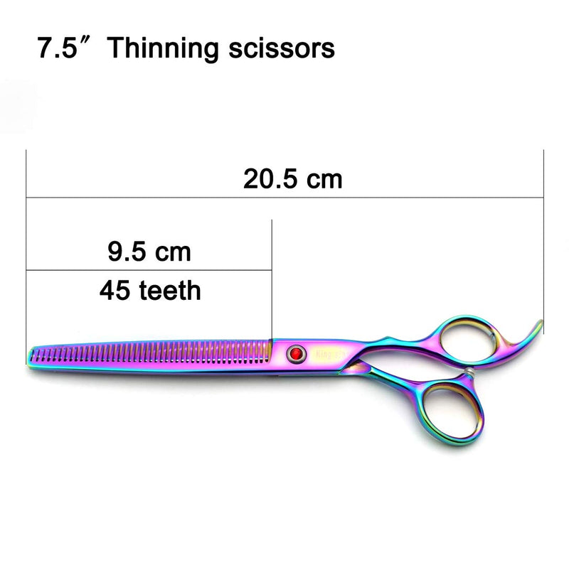 KINGSTAR 8.0in. Professional Pet Grooming Scissors Set,Titatium Plated Straight & Thinning & Curved Scissors Set with Comb,Dog Grooming,A563 8 inches 8 Inches Rainbow 3pcs Set - PawsPlanet Australia