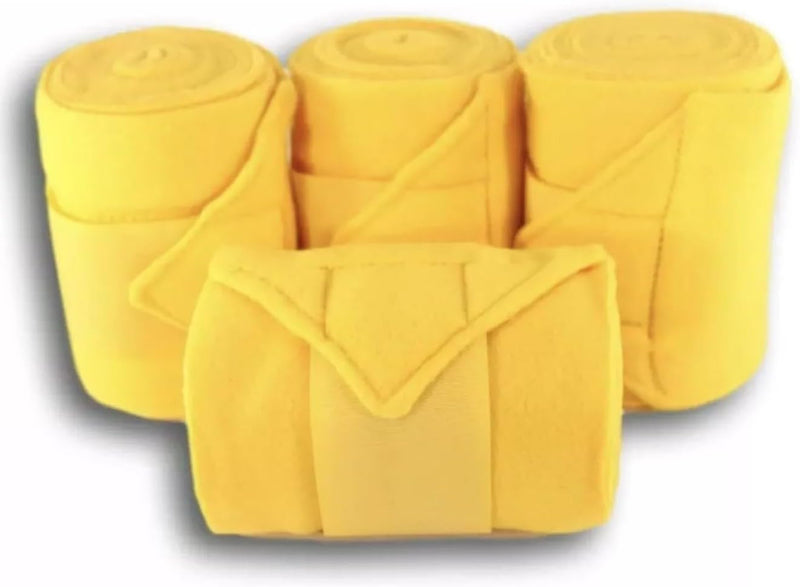 Fleece Horse Polo Wraps Set of 4 Bandages 4" Width, 3 Meters Length (Yellow)