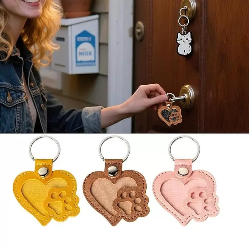 Heart-Shaped Leather Pet Hair Keepsake Keychain Pink - PawsPlanet Australia