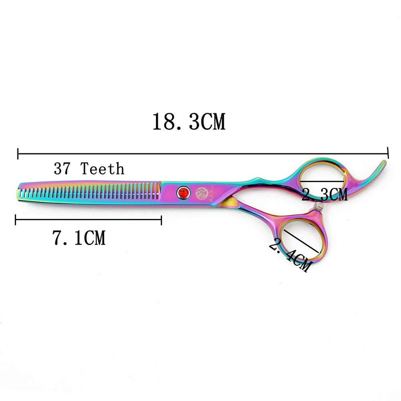 Purple Dragon 7.0 inch Rhinestone Decoration 3PCS Pet Grooming Scissors Dog Hair Cutting & Thinning Shears Set Rainbow - PawsPlanet Australia