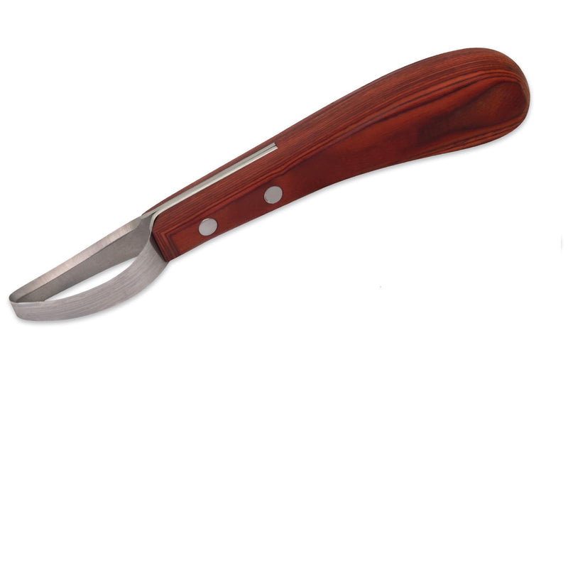 Hoof Knife with Sharpener Double-Ended Farrier Hoof Trimmer with Wooden Handle for Horses, Cows & Farm Livestock
